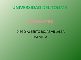 UNIVERSIDAD DEL TOLIMA  ,[object Object],[object Object],[object Object]