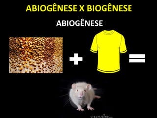 ABIOGÊNESE X BIOGÊNESE
ABIOGÊNESE
 