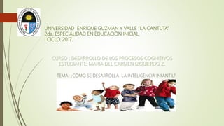 UNIVERSIDAD ENRIQUE GUZMAN Y VALLE “LA CANTUTA”
2da. ESPECIALIDAD EN EDUCACIÒN INICIAL
I CICLO. 2017.
 