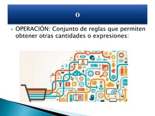  OPERACIÓN: Conjunto de reglas que permiten
obtener otras cantidades o expresiones:
 