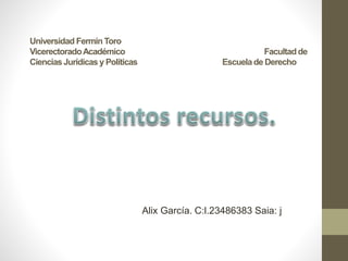 Universidad Fermín Toro
VicerectoradoAcadémico Facultadde
Ciencias Jurídicas y Políticas Escuela de Derecho
Alix García. C:l.23486383 Saia: j
 