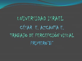UNIVERSIDAD ISRAEL   CÉSAR  E. AZCANTA E. TRABAJO DE PERCEPCIÓN VISUAL PRIMERO”B” 