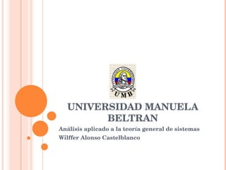 UNIVERSIDAD MANUELA BELTRAN Análisis aplicado a la teoría general de sistemas Wilffer Alonso Castelblanco 