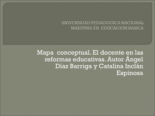 Mapa  conceptual. El docente en las reformas educativas. Autor Ángel Díaz Barriga y Catalina Inclán Espinosa 