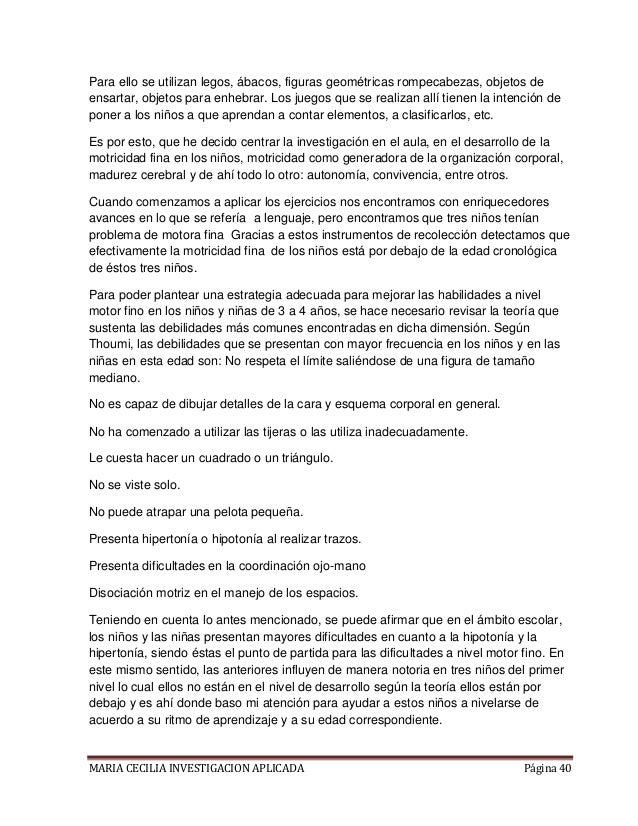 Desarrollo de la motricidad fina en niños y niñas de 3y 4 