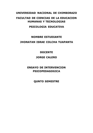 UNIVERSIDAD NACIONAL DE CHIMBORAZO
FACULTAD DE CIENCIAS DE LA EDUCACION HUMANAS Y TECNOLOGIAS
PSICOLOGIA EDUCATIVA
EVALUACION EDUCATIVA
TEMA:
“EL PORTAFOLIO DIGITAL UN NUEVO INSTRUMENTO DE
EVALUACIÓN”
El portafolio digital un instrumento que combina las
herramientas tecnológicas con el objeto de reunir trabajos
que permitan el seguimiento y la evaluación del proceso de
aprendizaje del alumno. En la actualidad este recurso ha
experimentado una relevancia e interés especial por parte de
los docentes debido al empleo de las Tics, en este contexto
es donde surge el termino del portafolio o portafolio
electrónico. Las Tic aportan muchas potencialidades a la
hora de diseñar y elaborar un portafolio.
 Definición
El portafolio digital es un instrumento que combina las herramientas tecnológicas con el
objeto de reunir trabajos que permitan el seguimiento y la evaluación del proceso de
aprendizaje del alumno.
Caracterizada por:
a) Mostrar la evolución del proceso de enseñanza y aprendizaje.
b) Estimular la experimentación, la reflexión y la investigación del alumno.
c) Reflejar el punto de vista personal del alumno sobre el aprendizaje.
d) Evidenciar los momentos claves del proceso enseñanza y aprendizaje.
e) Reflejar la valoración del profesor sobre el desempeño del alumno.
 