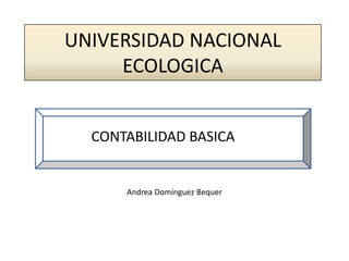 UNIVERSIDAD NACIONAL
ECOLOGICA
Andrea Domínguez Bequer
CONTABILIDAD BASICA
 
