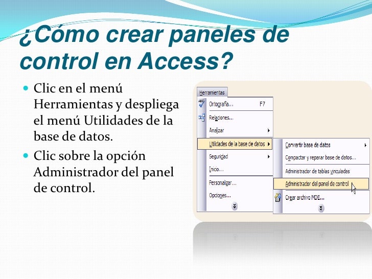 Paneles de control en Access Paneles de control en Access