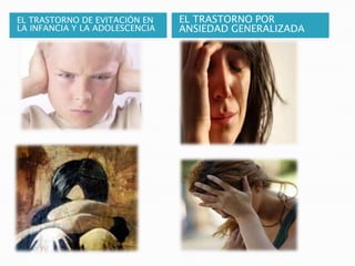 EL TRASTORNO DE EVITACIÓN EN
LA INFANCIA Y LA ADOLESCENCIA
EL TRASTORNO POR
ANSIEDAD GENERALIZADA
 