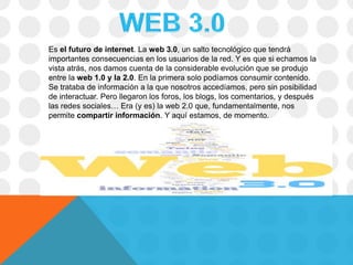 Utilidades de la web 1.0, 2.0 y 3.0
