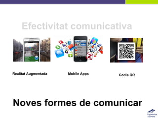Noves formes de comunicar Efectivitat comunicativa Realitat  Augmentada Mobile Apps Codis QR 