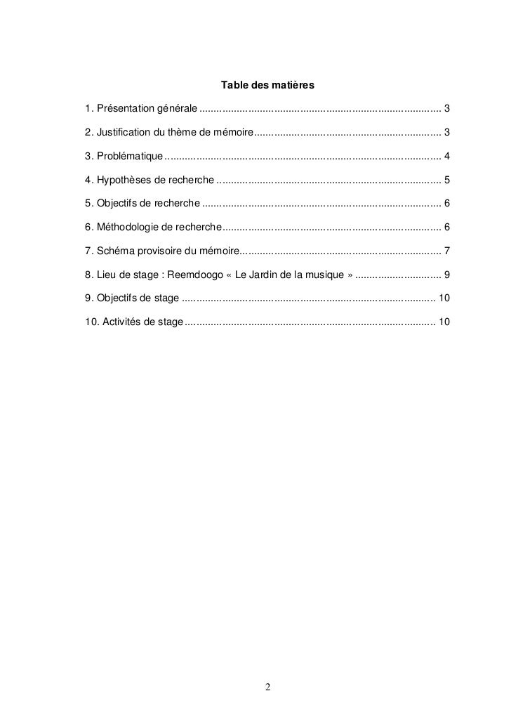 Projet De Memoire De Master En Management De La Culture Et Des Medias