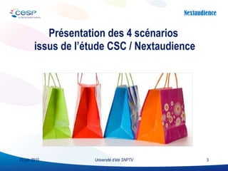 Présentation des 4 scénarios  issus de l’étude CSC / Nextaudience Université d’été SNPTV 29 juin 2010 