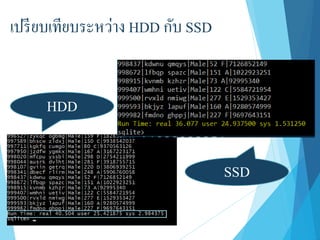 เปรียบเทียบระหว่าง HDD กับ SSD
HDD
SSD
 