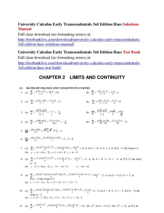 University calculus early transcendentals 3rd edition hass solutions