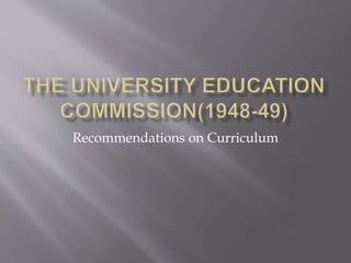 Recommendations on Curriculum
 