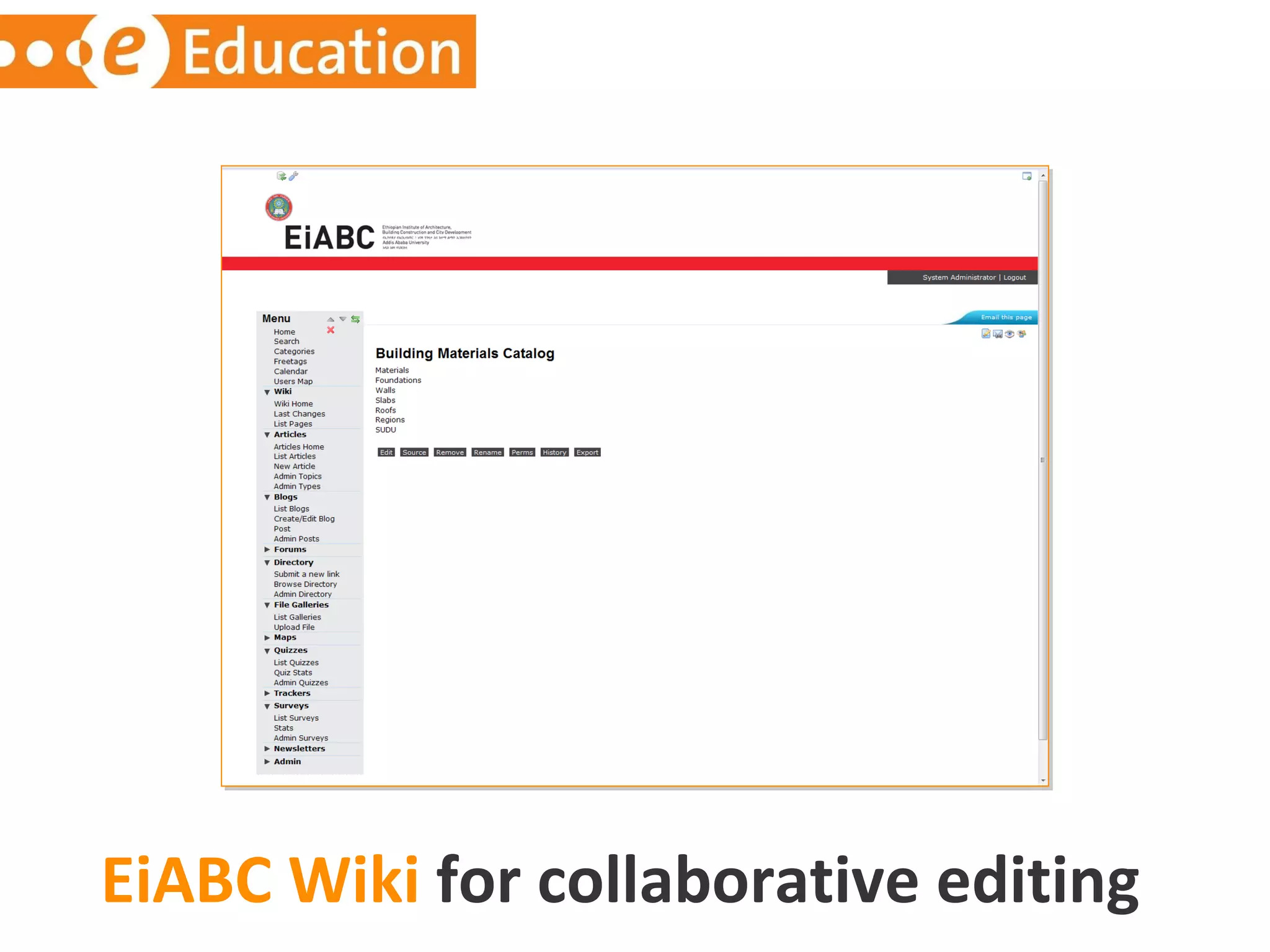 EiABC Wiki  for collaborative editing 