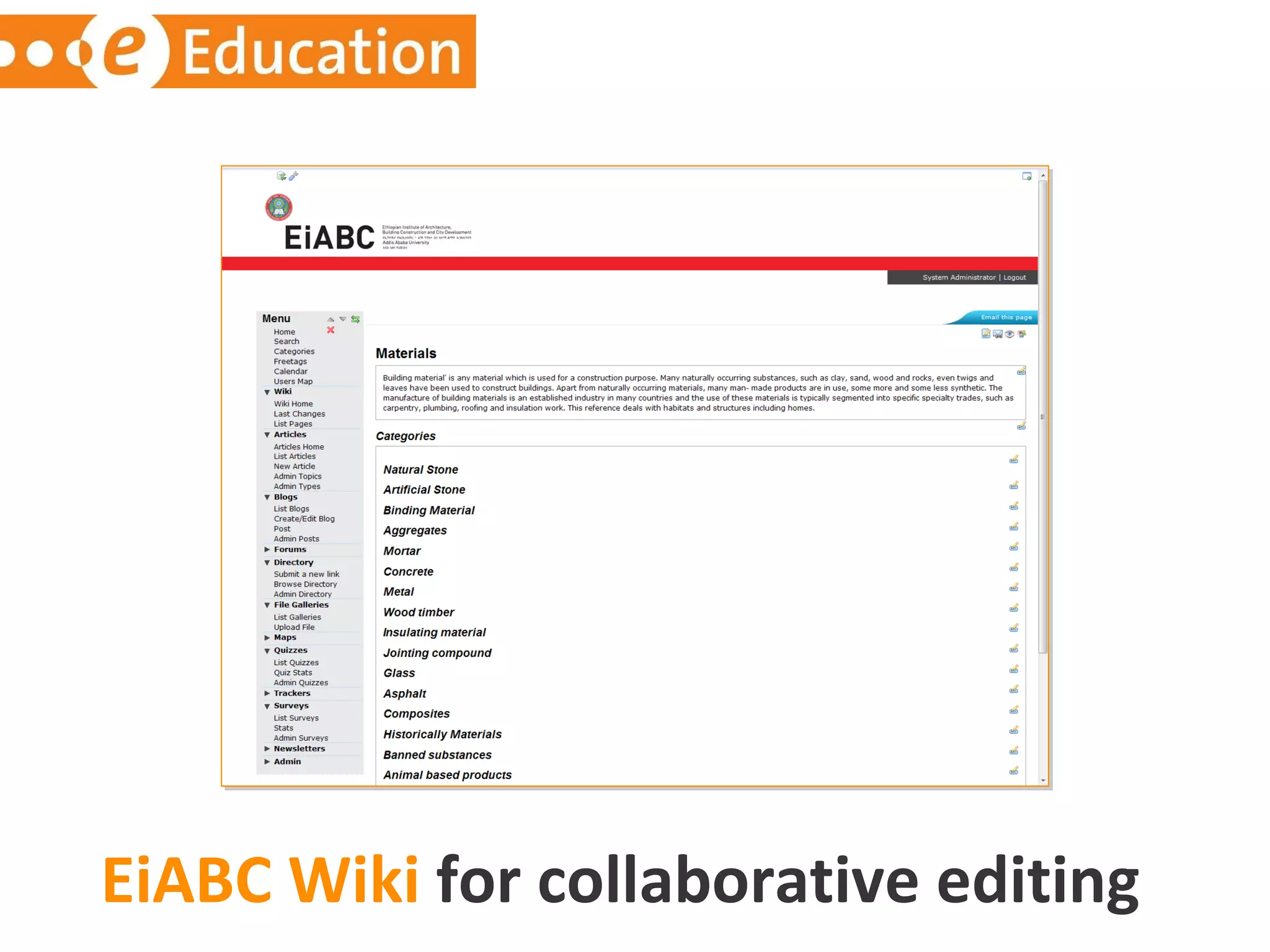 EiABC Wiki  for collaborative editing 