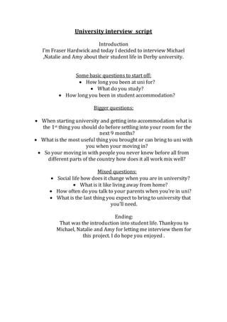 factual University interview script | DOCX