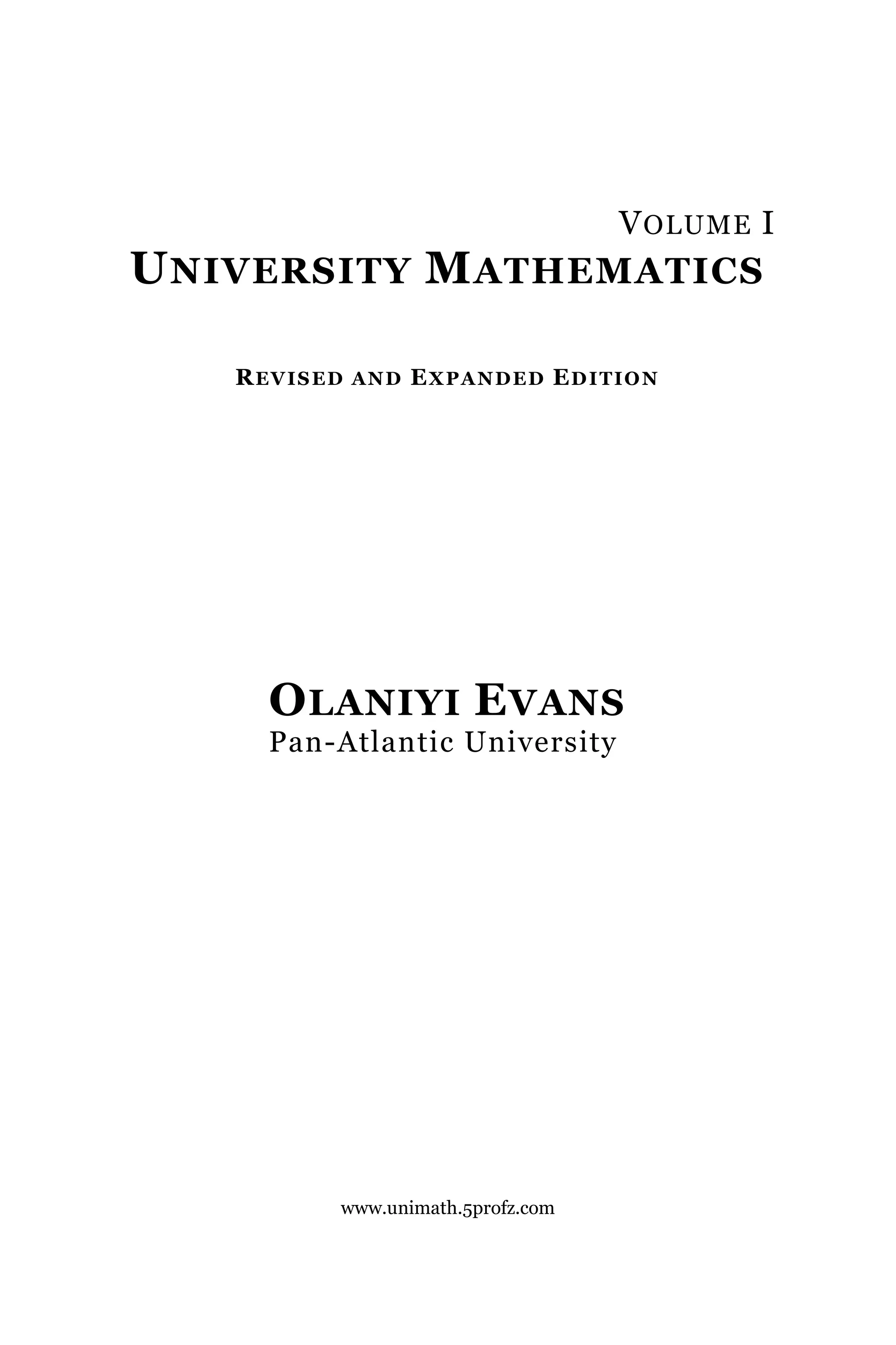 University Mathematics I.pdf University Mathematics I: Olaniyi Evans | PDF