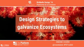 SIMONE CICERO
@meedabyte #PDToolkit
Design Strategies to
galvanize Ecosystems
BizMedia Design ’16
Platforme & Co-Creation
 