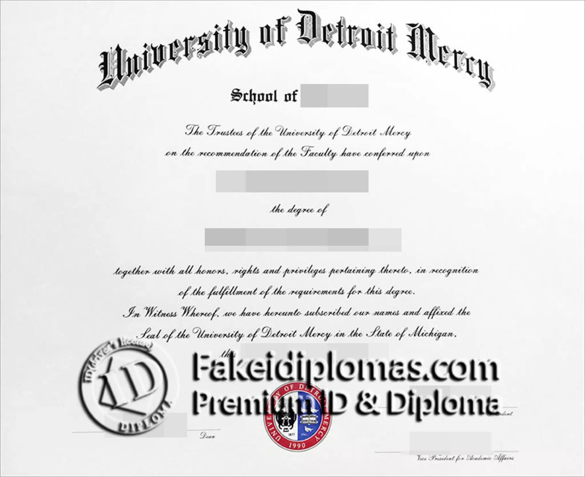 University of Detroit Mercy degree PDF