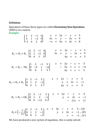 Matrices and its Applications to Solve Some Methods of Systems of Linear Equations