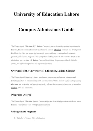 Ue Application University of Education Lahore Campus Admissions Guide.pdf