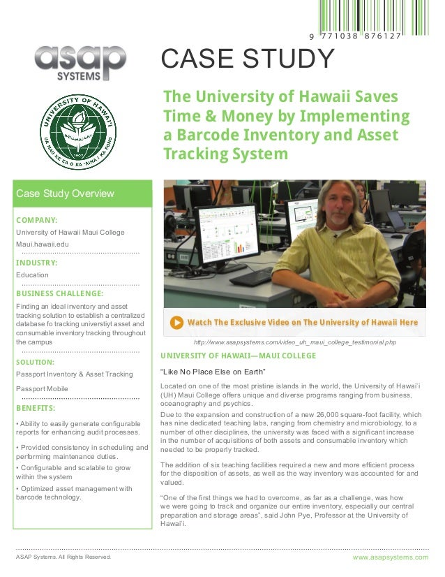 University of Hawaii Barcode and Asset Management Case Study