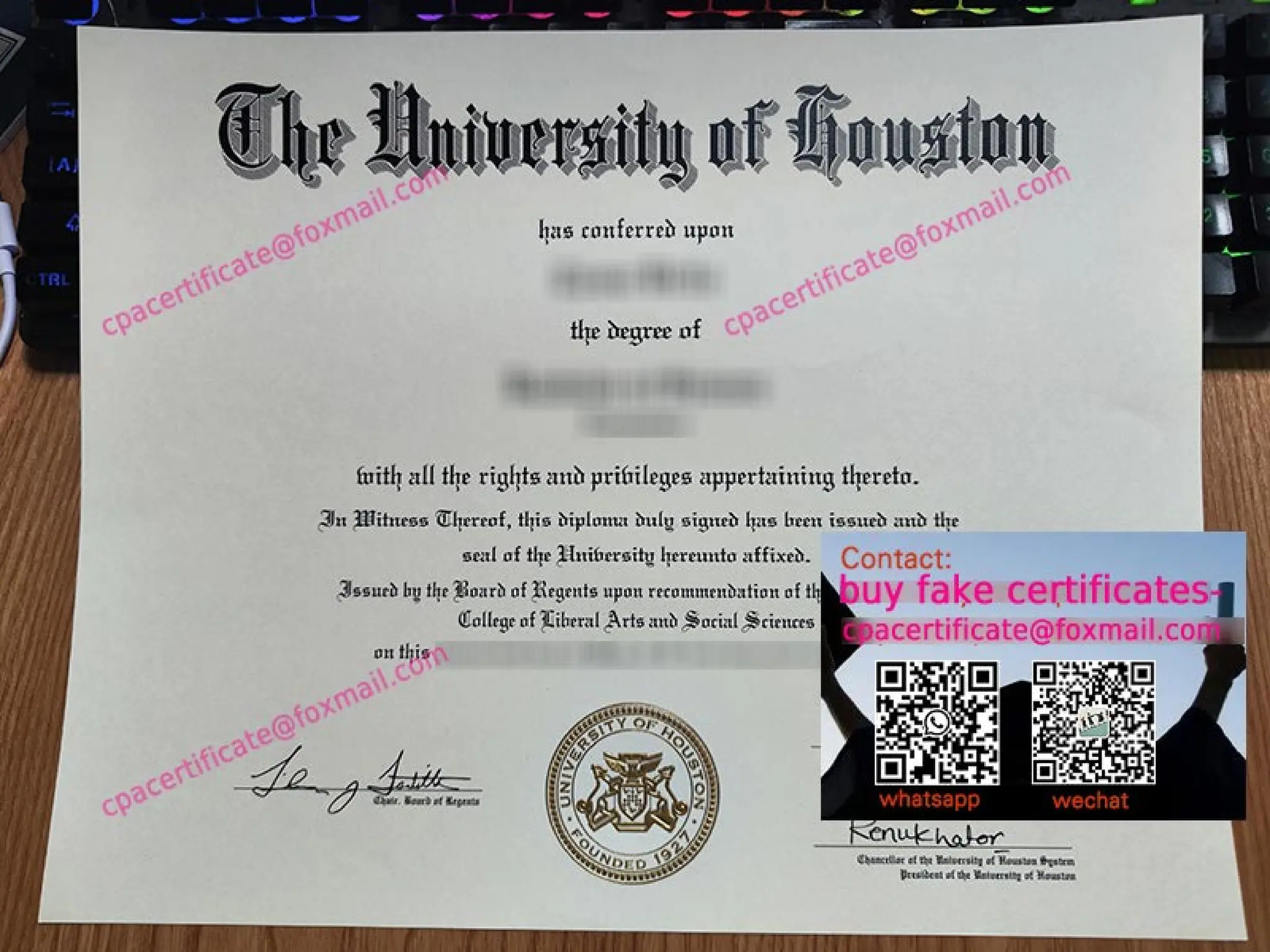 University of Houston diploma PPT