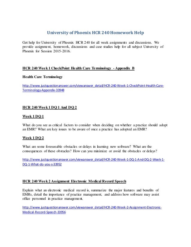 University of phoenix homework help