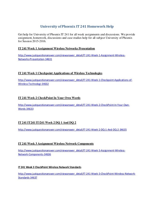 University of phoenix homework help