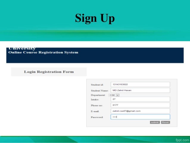 University online course registration system