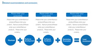 Please enter your contentNanxun
productsPlease enter your
content，Nanxun productsPlease
enter your contentNanxun
products，Please enter your
content。
Human
Platform
development
Software
hardware
Marketing
Promotion
Total
investment
Please enter your contentNanxun
productsPlease enter your
content，Nanxun productsPlease
enter your contentNanxun
products，Please enter your
content。
Please enter your contentNanxun
productsPlease enter your
content，Nanxun productsPlease
enter your contentNanxun
products，Please enter your
content。
Please enter your
contenttitle
Please enter your
contenttitle
Please enter your
contenttitle
Related recommendations and conclusions
 