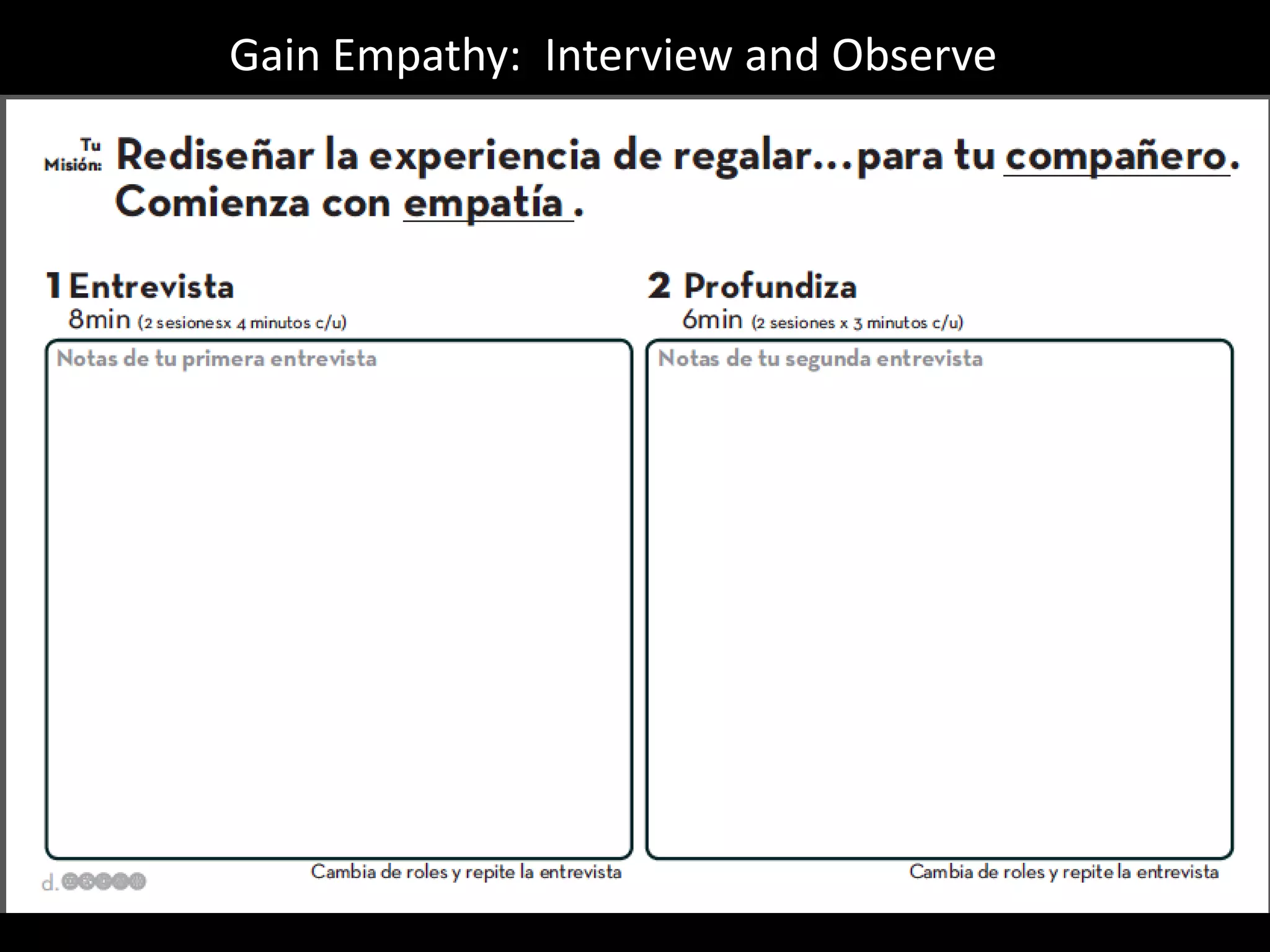 Gain Empathy: Interview and Observe

 