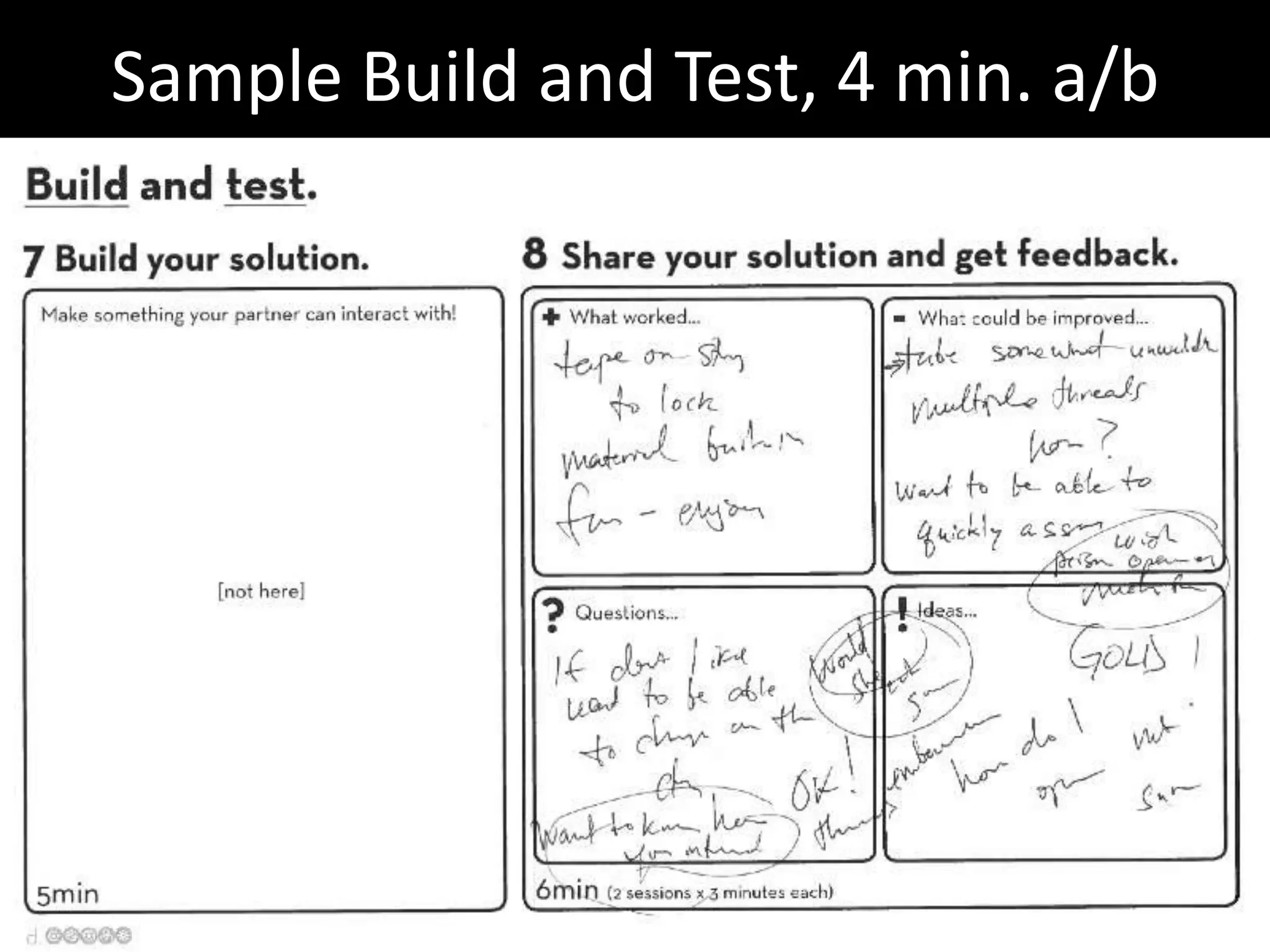 Sample Build and Test, 4 min. a/b

 