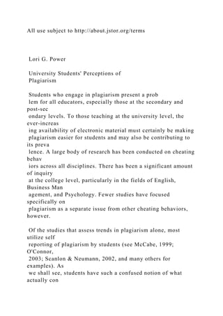 University Students Perceptions of PlagiarismAuthor(s).docx