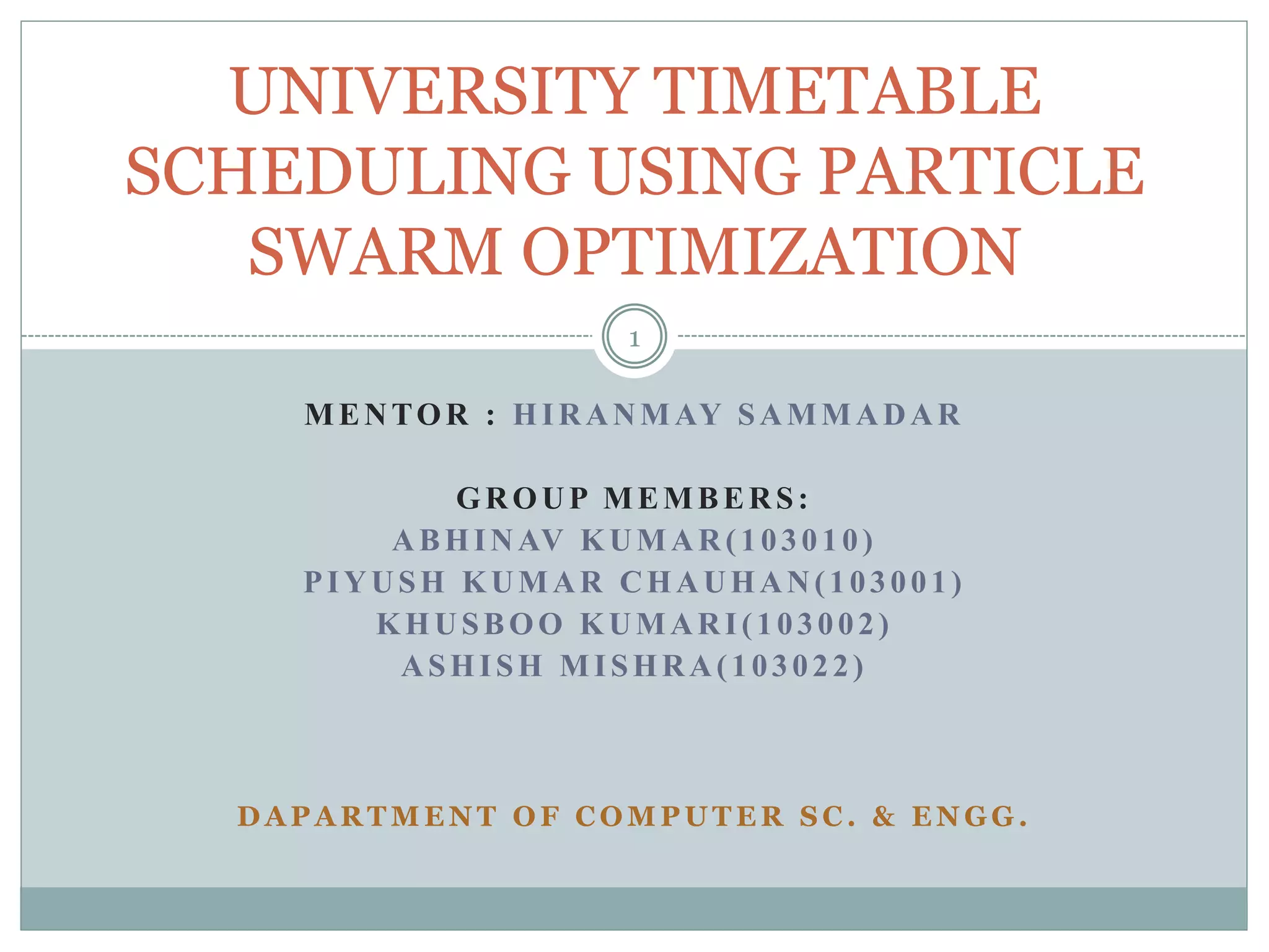 University timetable scheduling | PPT