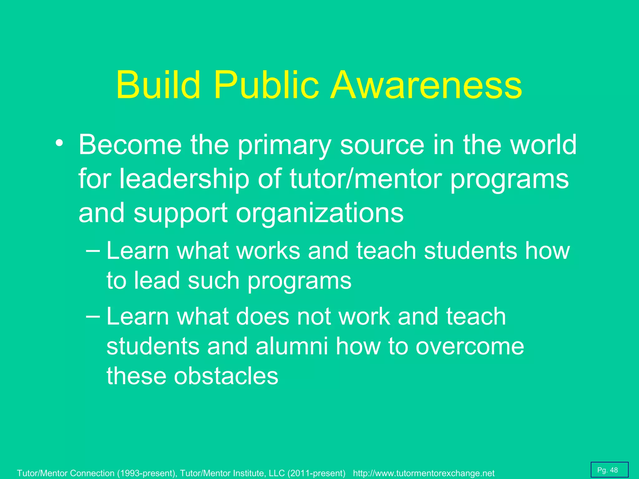Creating a Tutor/Mentor Connection strategy on a University Campus | PPT