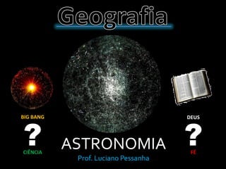 ?                                    ?
BIG BANG                             DEUS




CIÊNCIA
           ASTRONOMIA                 FÉ
            Prof. Luciano Pessanha
 
