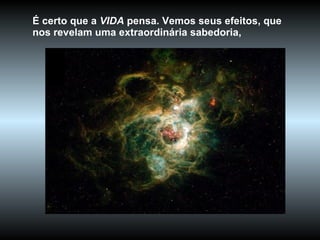 É   certo que a  VIDA  pensa. Vemos seus efeitos, que nos revelam uma extraordinária sabedoria,  