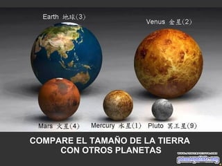 COMPARE EL TAMAÑO DE LA TIERRA  CON OTROS PLANETAS 