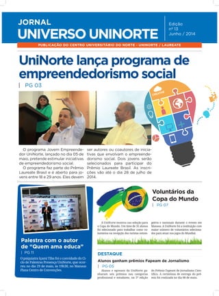 JUNHO2014
Jornal Universo UniNorte | www.uninorte.com.br
1
 