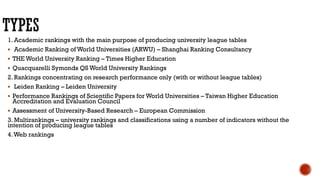Academic Ranking System Universties global ranking systems for pub. | PDF