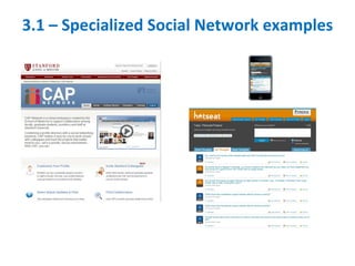 3.1 – Specialized Social Network examples
 