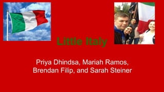 Little Italy 
Priya Dhindsa, Mariah Ramos, 
Brendan Filip, and Sarah Steiner 
 