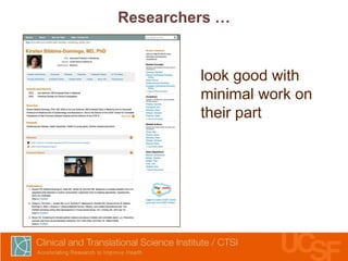 Researchers …

look good with
minimal work on
their part

 