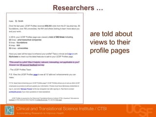 Researchers …
Dr. Smith

342 times including

are told about
views to their
profile pages

 