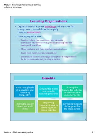 Creating Learning Culture at Workplace | PDF