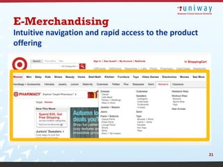 E-Merchandising
Intuitive navigation and rapid access to the product
offering




                                                       21
 